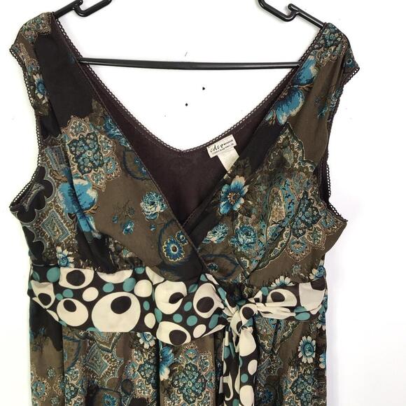 Cdw Top Womens 1X Babydoll Y2K Empire Waist Mixed Media Fairy Grunge Dark Colors - Picture 3 of 7